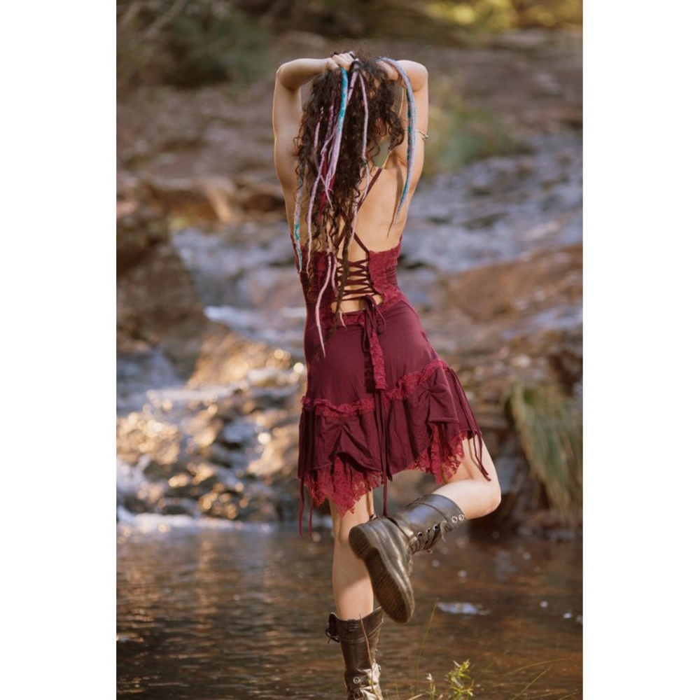 Burlesque Pixie Dress Red Wine Festival Clothing